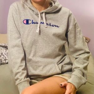 Champion Logo Gray Hoodie